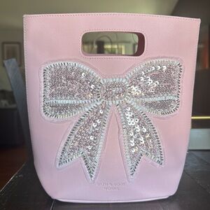 NWT B&BW Embellished 3D Pink Bow Tote with sequins and bead accents